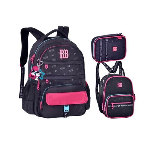 Kit Mochila Lancheira e Estojo Rebecca Bonbon Urban Mix RB26224 (Preto)