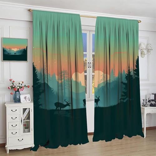 Rideau opaque imprimé 3D forêt isolation haut de gamme lit - 4