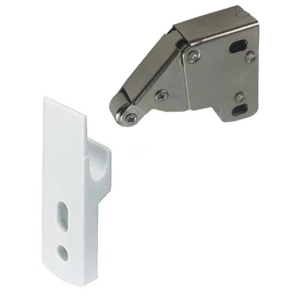 Kit Completo Push Pull per Botole Ispezione, Mini Latch L001C + Clip a Gancio ABS, Meccanismo Apertura a Pressione Senza Maniglia, Telaio Cartongesso Sportelli - 2 mini chiavistelli e 2 snap a gancio