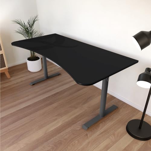 Image of Arozzi Arena Ultrawide Curved Gaming and Office Desk with Full Surface Water Resistant Desk Mat with 3 Custom Monitor Mount Cut Outs and Under The Desk Cable Management Netting - Gunmetal