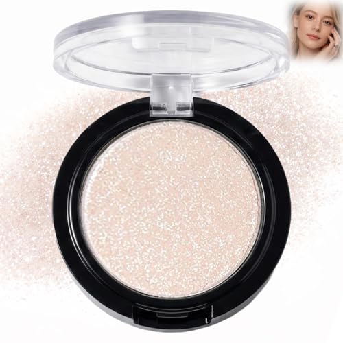 Single Shimmer Eyeshadow Pressed Powder – Soft Champagne Glow with Fine Sparkle, Buildable Radiance for Natural and Evening Eye Makeup, Lightweight Blendable Texture in Compact Case