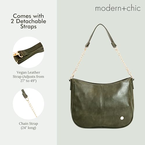 Image of Modern+Chic Crossbody Bags for Women - Marissa Saddle Crossbody, Vegan Leather Shoulder or Handbag with Two Adjustable Straps