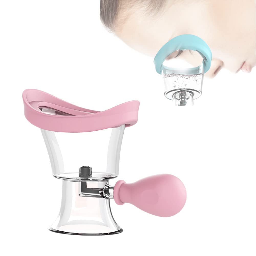 chislim Silicone Eye Wash Cup,Eye Wash Bath Kit for Effective Eye Cleansing,Manual air Pressure Eye Cleaning Cup (Pink)