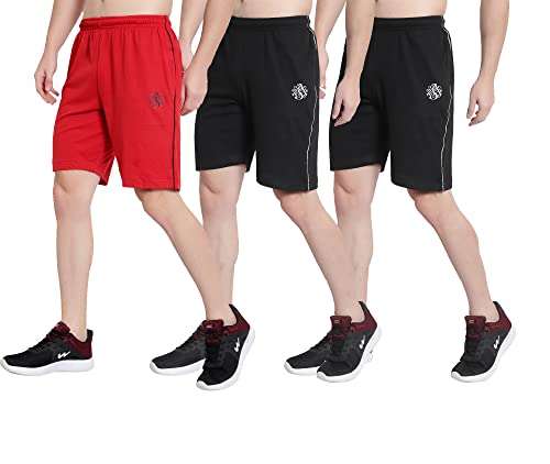 Image of DIA A DIA Men's Cotton Shorts with Zipper Pockets - Elastic Waist with Drawstring, Comfortable Casual & Gym Shorts for Men, Sizes M to 5XL (28-46 Inch Waist), Plus Sizes
