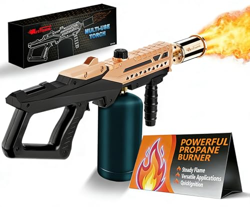 Image of Propane Grill Torch Gun - Cooking Torch - Culinary Torch Sous Vide - Adjustable Flamethrower for BBQ, Campfire, Charcoal Wood Grills Lighter(Tank Not Included)