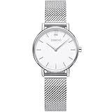 Dissing - Orologio da polso in acciaio inox 30 mm - Orologio classico per uso quotidiano - Orologi dal look minimalista - Orologi da polso per una sensazione di stile, Argento - Bianco - D1566