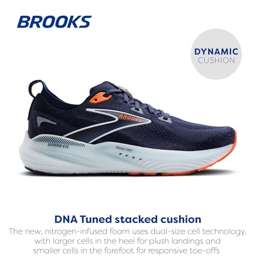 Brooks Brooks Men’s Glycerin GTS 22 Supportive Running Shoe - Peacoat/Blue Ribbon/Orange - 10.5 Medium