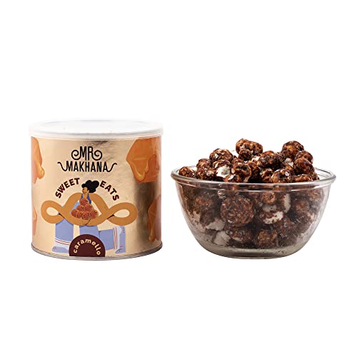 Image of Mr. Makhana Roasted Makhana and Foxnuts : (3x75 gm) | Healthy Snacks | Gluten Free | MSG Free | Antioxidant | Rich Calcium | Zero Trans Fat | Zero cholesterol (Sweet Eats Caramello - Tin Pack)