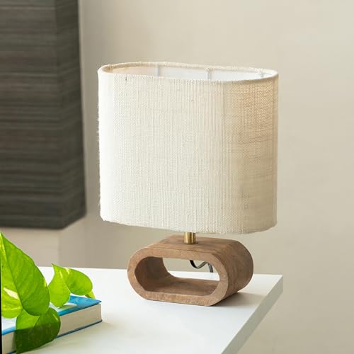 Image of Exclusivelane 'Stacked Geometry' Decorative Wooden Table Lamps for Home Decoration Table Lamp for Bedroom Bedside Lamp for Living Room (12.6 Inches, Mango Wood, Without Bulb) - Incandescent