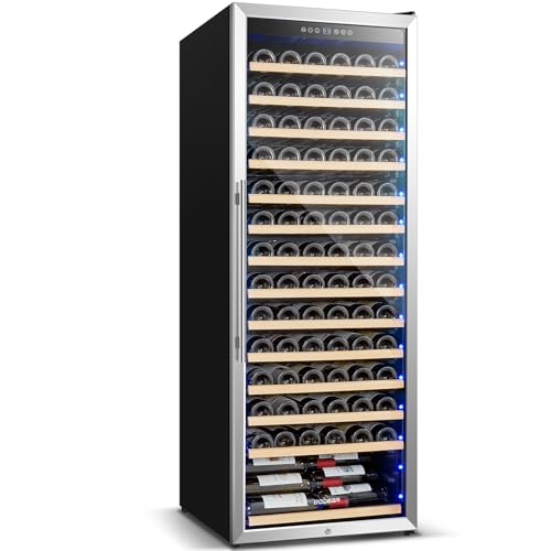 BODEGA Wine Cooler 24 Inch, 154 Bottles Wine Refrigerator, Freestanding Wine Fridge with Intelligent Temperature Memory & Humidity Control Design Wine Cooler, Upgraded Compressor, Quiet Operation