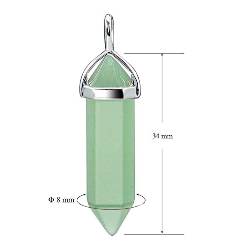 Beadnova Green Aventurine Necklace Gemstone Crystal Necklace For Women Healing Stone Pendant Jewelry For Men Pendulum Divination Green Crystal Hexagonal Pendant (18 Inches Stainless Steel Chain) #TOP2