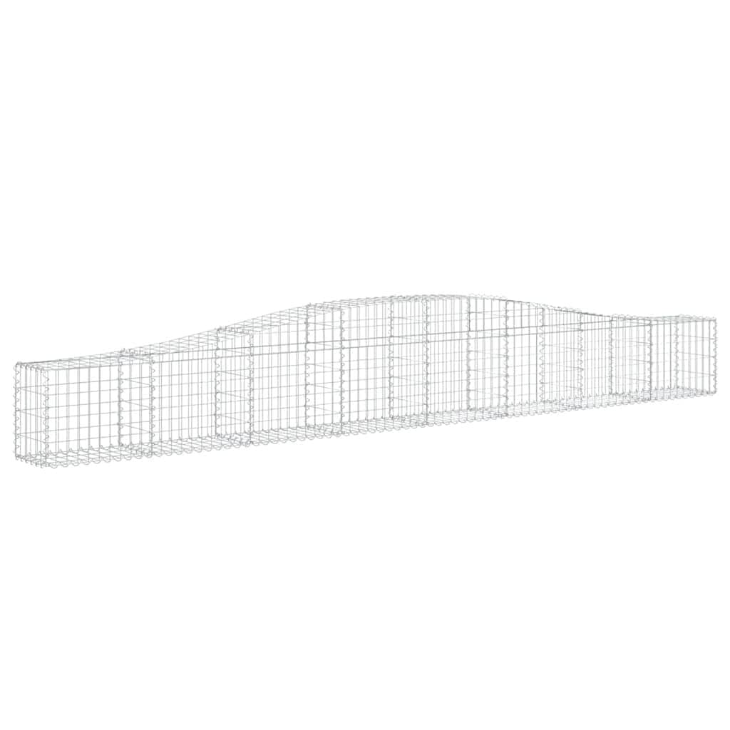 Cestas de gavión (10 unidades, 400 x 30 x 40/60 cm, hierro galvanizado, diseño de arco alto, duradero, protección contra el viento y la privacidad, para jardín, terraza, balcón, pasillo