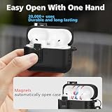 HITZEE Etui do AirPods Pro 3, kompatybilne z AirPods Pro 3. generacji (2025), magnetyczny automatyczny zamek ze stojakiem na telefon, kompatybilne z etui, czarne