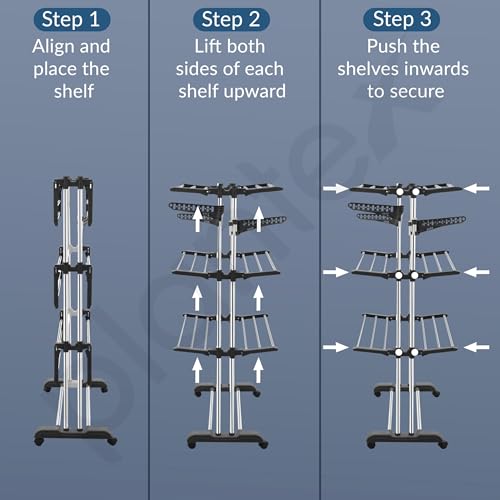 Image of Plantex Clothes Stand for Drying Clothes /Stainless Steel Cloth Drying Stand Folding /3 Layer Stand for Cloth Drying - Aeronest (Chrome & Gray)