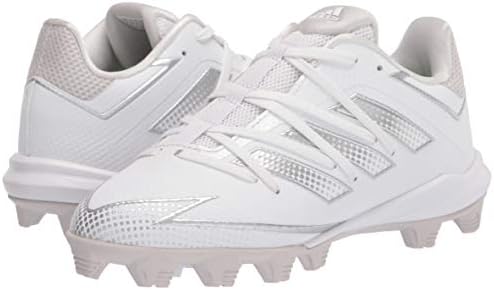 adidas FX4070 Baseball Shoe, White/Silver/Grey, 3.5 US Unisex Little Kid | Image 6