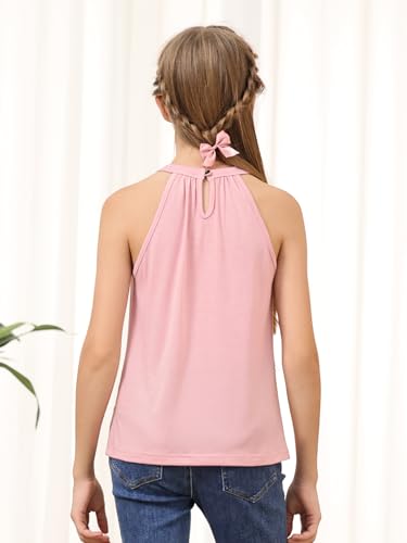 GORLYA 2 Pack Girls Halter Neck Summer Sleeveless Shirt Multipacks Casual Curvy Tank Tops for 6-14Y2