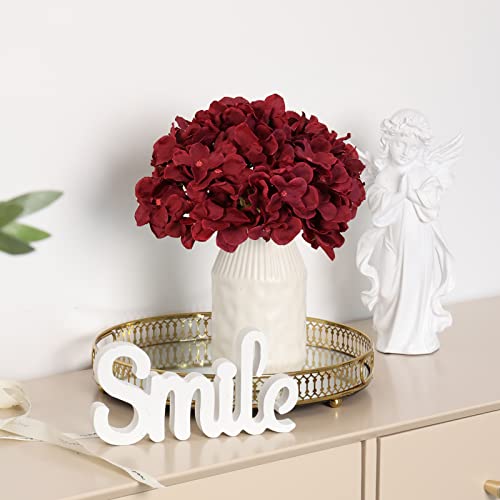 Jpsor 30Pcs Hydrangea Artificial Flowers, Silk Flower Heads With Stems, Fake Flowers For Wedding Arch Centerpiece Home Decoration (Burgundy) #TOP3