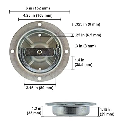 US Cargo Control Rotating Pan Fitting/Recessed Mount D-Ring Tie Down (6,000 lbs. Break Strength)