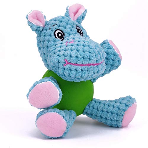 EETOYS Interactive Squeaky Plush Toy, Low Stuffing Rubber Ball Durable Animal Toy for Small Medium Dogs