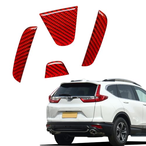 Image of SUNJIKA Compatible with Carbon Fiber Car Trunk Rear Tailgate Trim Sticker Car Back Badge Decal Accessory for Honda CRV 2017 2018 2019 2020 2021 2022 4PCS (Red)
