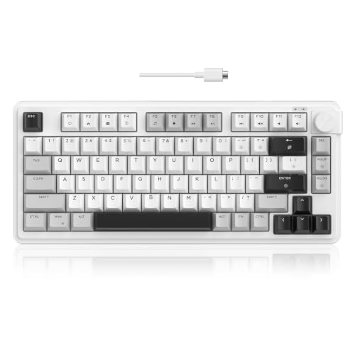 Image of MageGee 80% Gaming Keyboard, RGB Backlit Wired Mechanical Feel Keyboard with Volume Knob, 80 Keys Compact USB Keyboard, 19-Key Rollover, Multimedia Keys for PC, Computer, Laptop, Windows