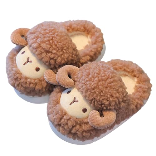 Baby Infant Newborn Fuzzy Slippers Indoor Cute Warm House Shoes Flat Non Slip1 Walking Plush Closed Toe Slippers