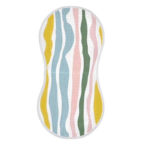 4 Pack Baby Burp Cloths, Soft Absorbent Burping Cloths for Babies, Cotton Milk Spit Up Rags, Large Size for Newborns, Baby Boys and Girls (Colored Ripplecolored Ripple)