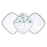 JJ Cole Washcloth and Bath Mitt Set, Aqua Whales