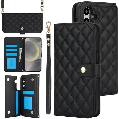 Étui Samsung Galaxy S25 Plus protection intégrale cuir PU noir magnétique