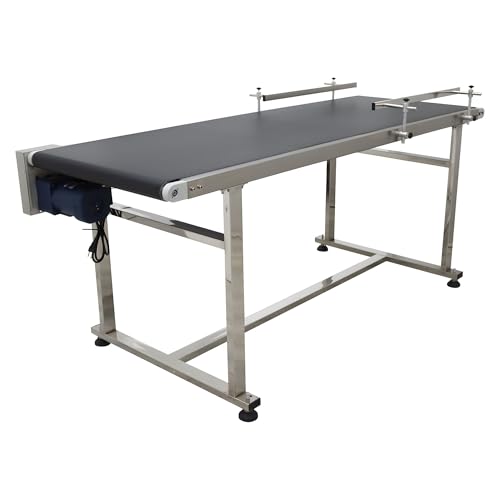 Banfluxion Belt Conveyor Electric PVC Belt Conveyor 110V Industrial Transport Conveyor Adjustable Automatic Speed Desktop Conveyor Machine with Double Guardrail 70.9