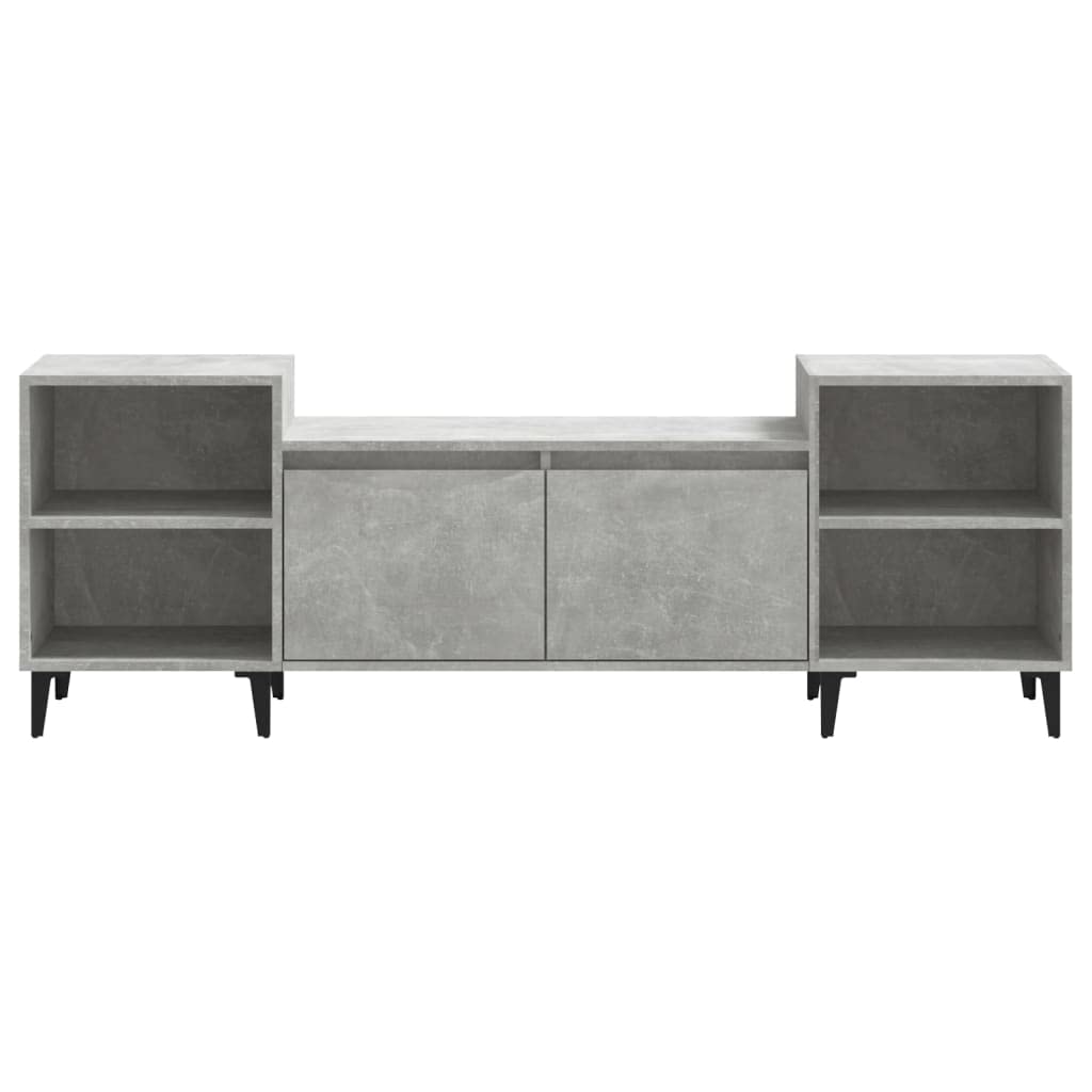 Mobile TV basso grigio cemento, 160 x 35 x 55 cm, in legno e metallo, moderna credenza con 6 scomparti e porta, mobile TV per soggiorno, camera da letto e corridoio