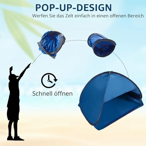 HACRAHO Strand-Sonnenschutz, Pop-Up-Strandzelt, 1 Stück, tragbares Sonnenschutzzelt für UV-Schutz, winddicht, Camping, Picknick, Zelt, kleine Hunde, Katzen und andere kleine Haustiere, Blau, M