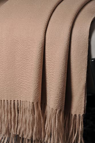 Ep Mode 100% Pure Cashmere Throw Blanket For Sofa, Classic Design With Gift Box (Rugby Tan) #TOP3