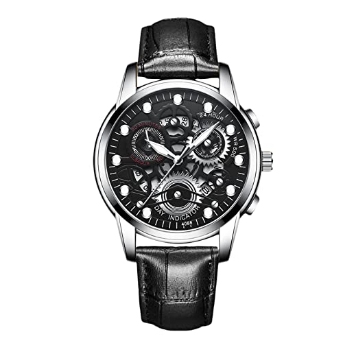 Montre lumineuses RORIOS homme et cadran analogique à quartz en acier