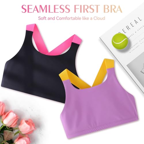 Zupora Girls Training Bras 5-13, 3 Pack Seamless First Bra for Girls Sports Bras - No Pads3