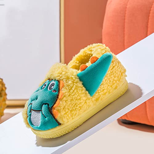 Children Home Slippers Kids Warm Dinosaur Pack Cotton Shoes with Little Baby Toddler Boys Sneakers (Yellow, 2-2.5 Years)4