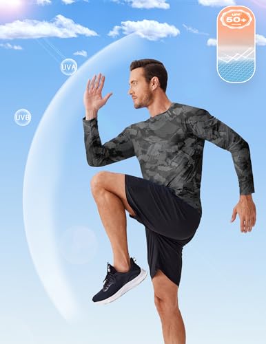 PINSPARK Mens UV Protection Shirts Long Sleeve Fishing Shirts Camo Rash Guard Swim Shirt Quick Dry Athletic Workout Tshirts2