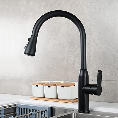 Robinet de cuisine à tirette rotation 360 mitigeur évier noir - 2