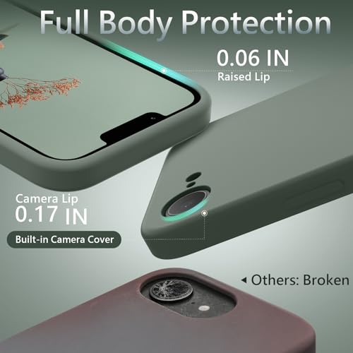 Image of FireNova Magnetic for iPhone 17e Case /iPhone 16e Case, Compatible with MagSafe, [Silicone Camera Protection] Microfiber Lining Phone Case, 6.1 inch, Calke Green