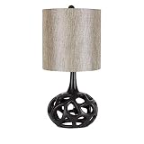 Silverwood Clove 23" Geometric Black Resin Table Lamp with Drum Shade