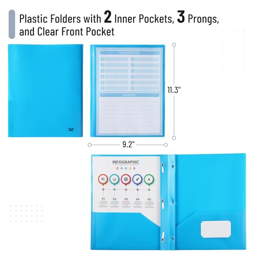 image for Mr. Pen- Plastic Folders with Pockets and Prongs, 36 Pack, Letter Size