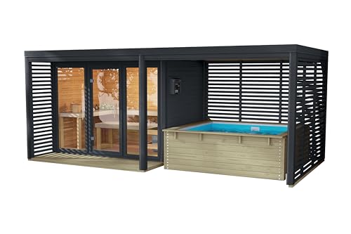 Sauna Chillroi Haus XL mit Anbaudach und Minipool für den Außenbereich