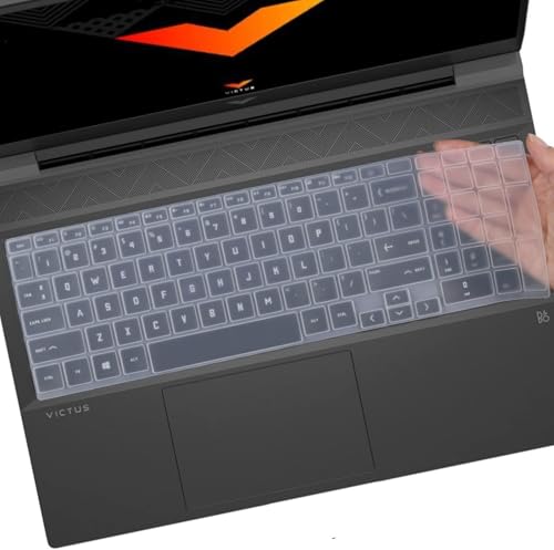 Saco Laptop Keyboard Protector Cover Compatible for 2025-2022 HP Victus 15-FA and 15-FB Series [15.6 inch] | HP Victus 16-D, 16-E, 16-S [16.1 inch] Gaming Laptop - Clear, Silicone