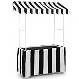 Colingmill Carnival Tablet Tent Kit Circus Party Decoration Include Tabletop Hut, Tent Canopy, Stripe Table Skirts, Tablecloth for Carnival Party Supplies Decorations(Black and White)
