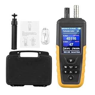 Monitor Della Qualità Dell'aria, Rilevatore CO2 PM0,3/2,5/10um, Monitor di Temperatura e Umidità Altamente Sensibile a 3 Canali 0~1000μg/m³USB Ricaricabile