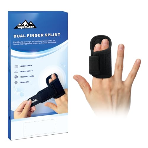 supregear Two Finger Splint Brace (1-Pack), Adjustable Buddy Tape Wrap for Broken and Sprained...