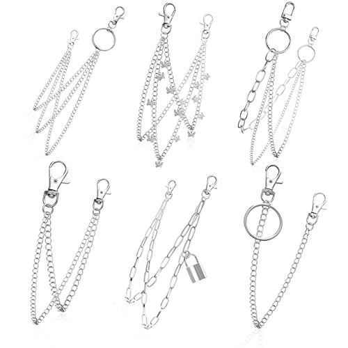 Lot de 6 chaînes de pantalon pour femme Punk Jeans Chaine Pantalon Chaîne Goth Rock Mode Hip Hop Multicouche Bijoux Cover