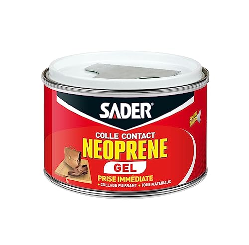 Sader Colle Contact Néoprène Gel – Colle Extra Forte Tous Matériaux – Prise Immédiate – Idéale pour Supports Poreux ou Verticaux – Spatule Incluse...