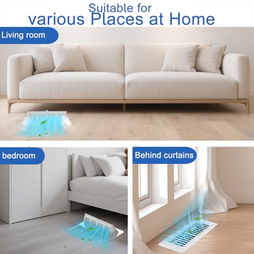 2-Pack Tilt Vent Deflector & Floor Vent Cover, 6-Position, 4x10 Floor Register, Tool‑Free Install, Adjustable Vent Covers for Home Floor, Office & Ceiling (White) by Vornalin - Image 4