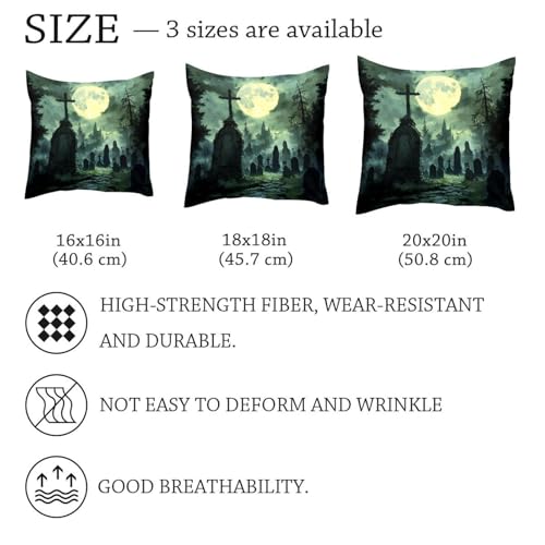 Lot de 2 housses de coussin Halloween velours motif tombe 50x50 cm